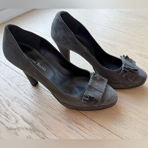 Massimo Baldi Italy Suede Heels Grey | Platform Pumps | EU 39 Italian Leather